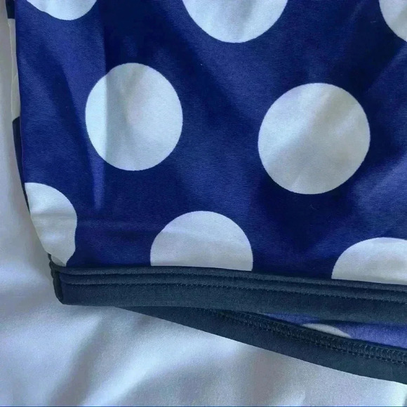 NWT Roxy Swim crop top blue polka dot UPF 50 surfer skater sportswear be… - Picture 5 of 6
